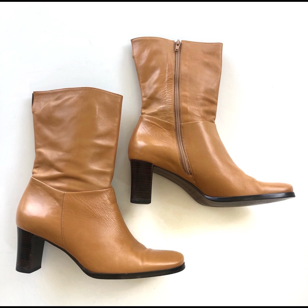 Etienne Aigner vintage camel mid boots leather 6 - Picture 6 of 6